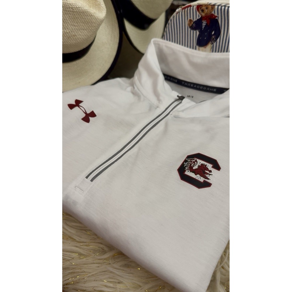 Under Armour South Carolina Gamecocks Quarter Zip Pullover White M L Pit 22/29